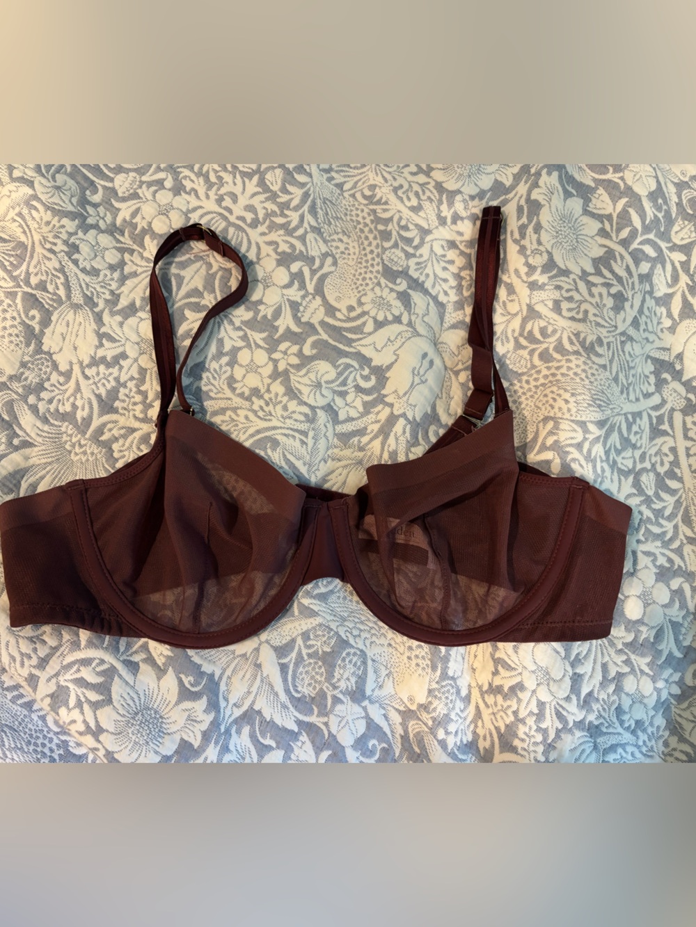 Autumn Auden Sheer Underwire Bra in Deep Burgundy